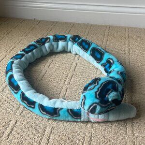 Blue Snake Plush 53" Jumbo Rattlesnake Tail Rattles! Stuffed Animal Toy by K&M